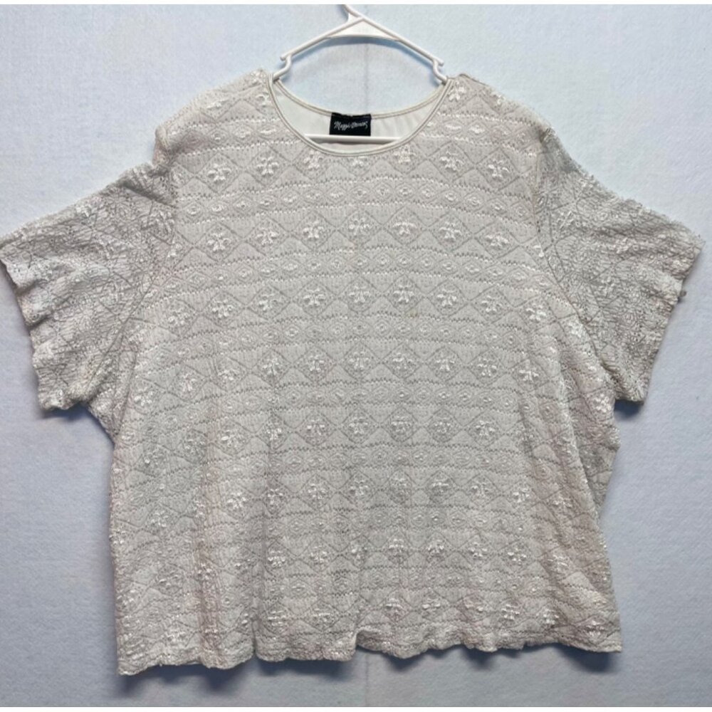Maggie Barnes Plus Size 5X Top Blouse Short Sleeve Sparkly Pullover